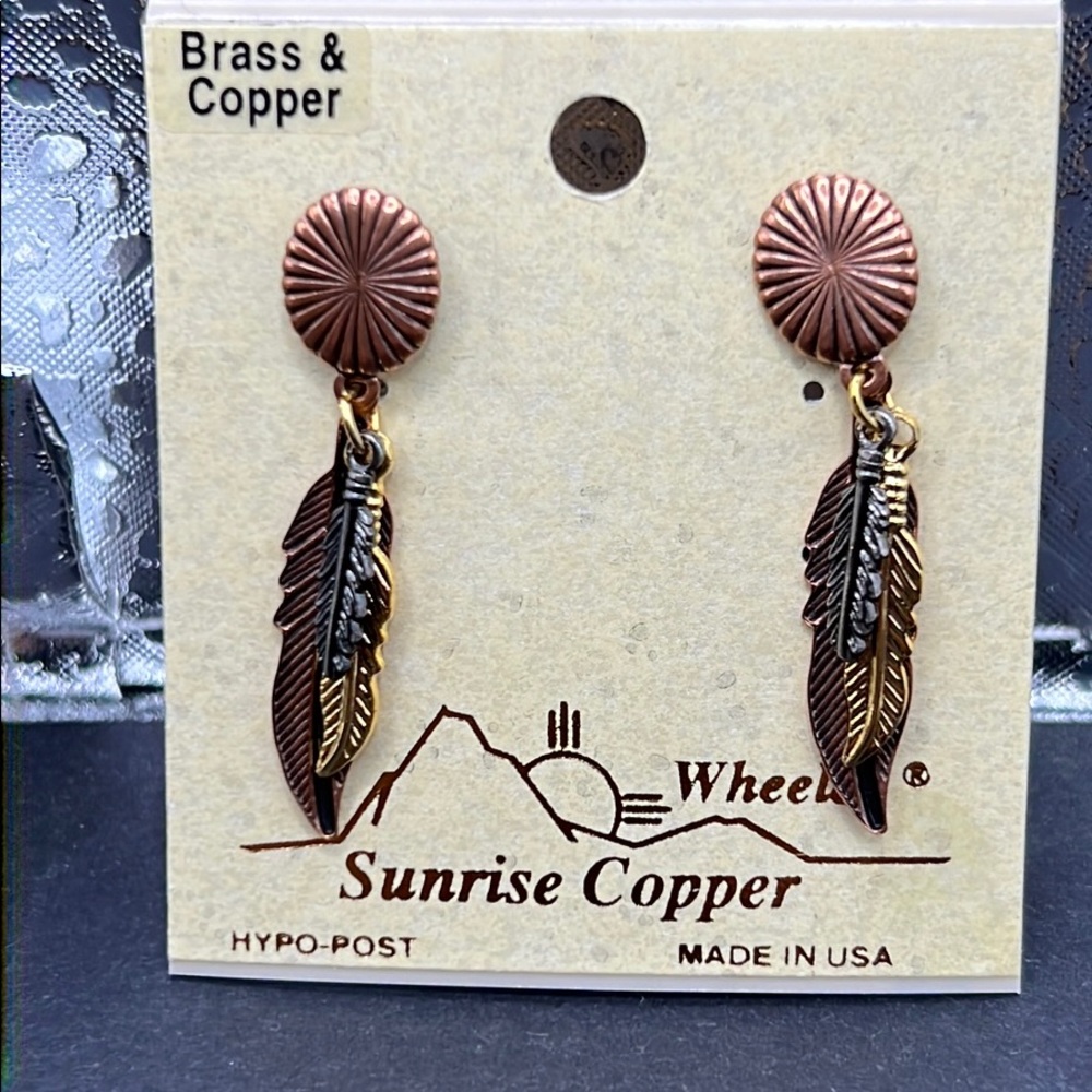 Wheeler Sunrise Copper feather earrings